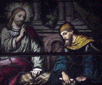 [Saint Nicodemus stained glass window]